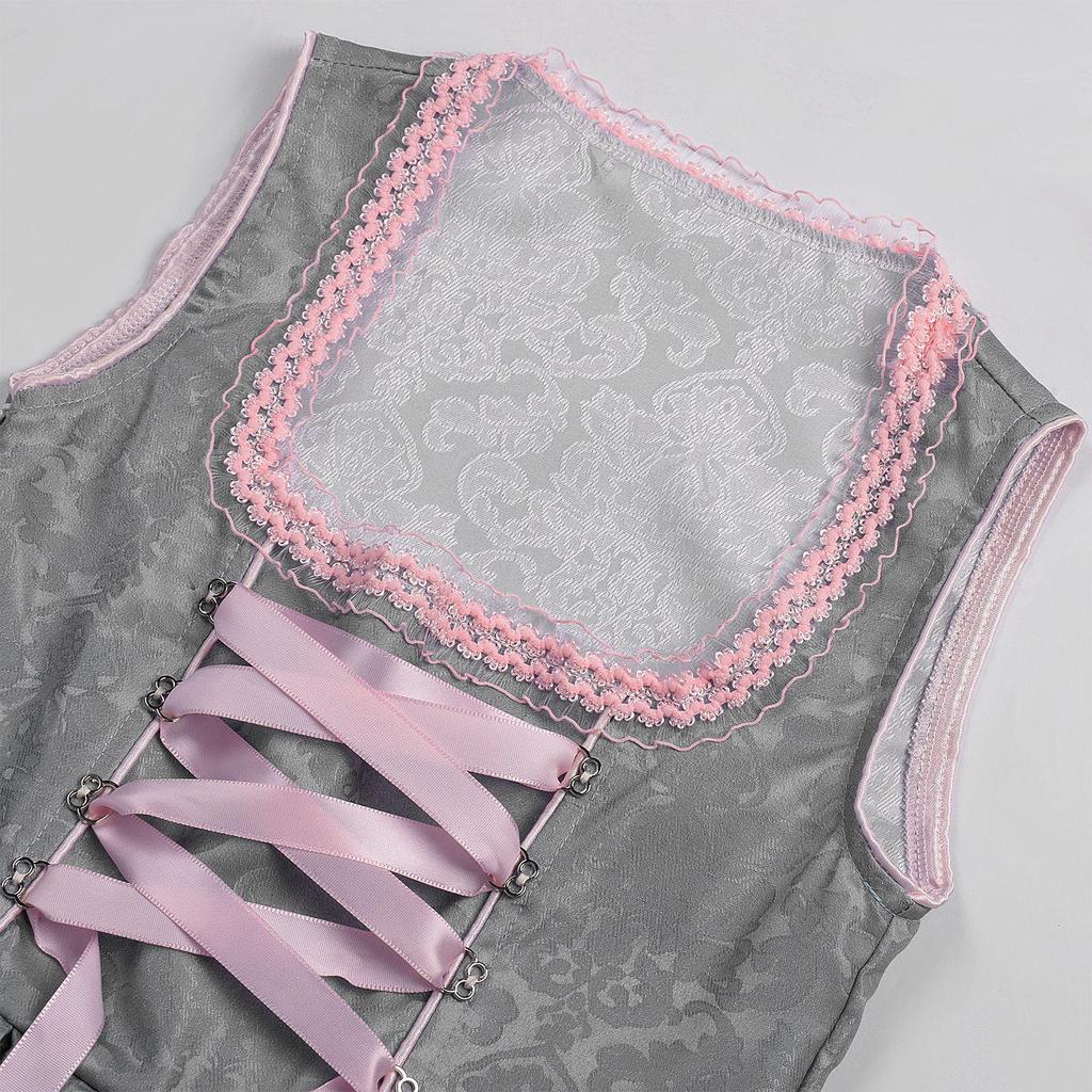 Spring/Summer 2025 European and American Women's Maid Costume Beer Girl Lace-Up Dress Set