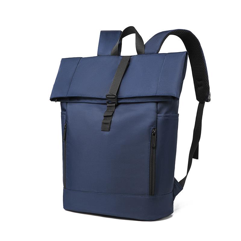 

Мужской рюкзак в стиле уличной моды со складным и сворачивающимся верхом, вместительный рюкзак для активного отдыха и путешествий для поездок на работу синий