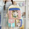 Schoolbag schoolbag Korean version of girls cute bear doll canvas backpack large capacity sweet junior high school backpack