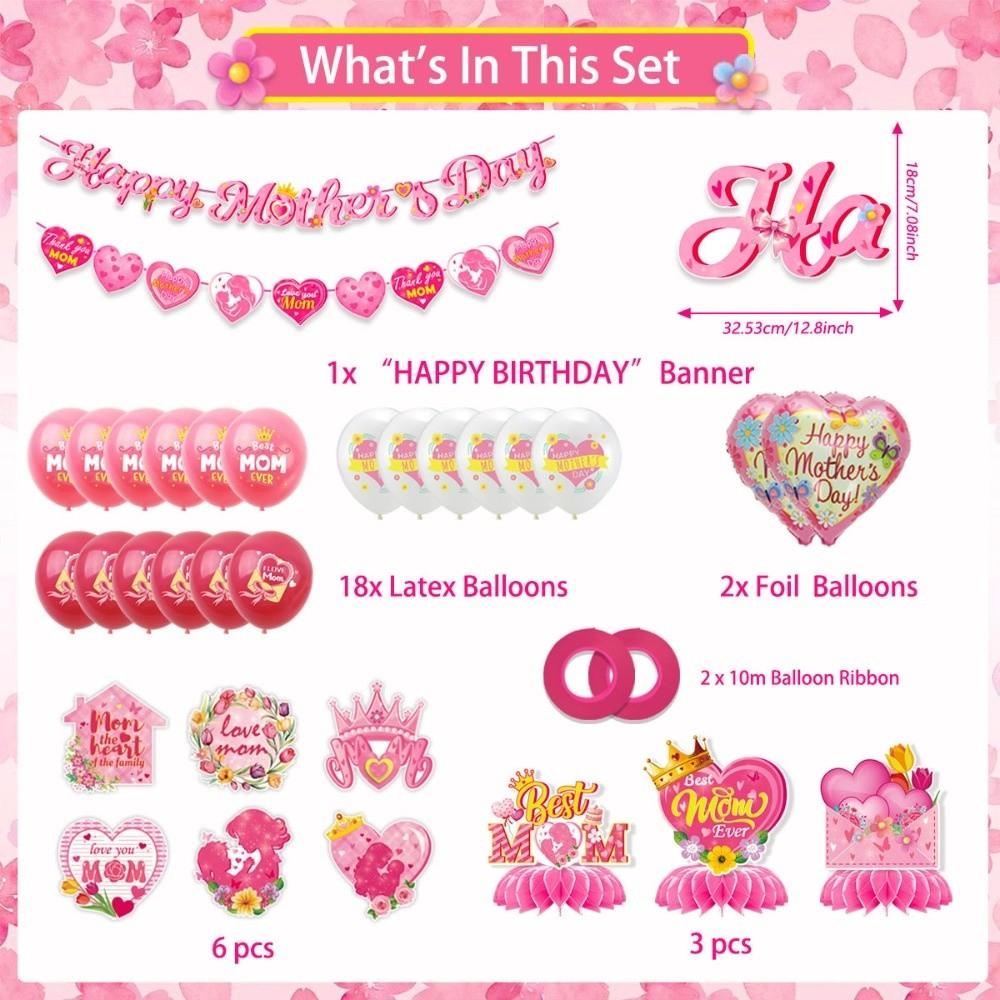 Happy Mother's Day Hanging Swirls Hearts Pattern Desktop Ornament Holiday Banner  Party DIY Decor