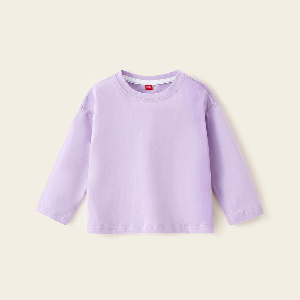 Winter Korean Style Girls' Candy Long Sleeve Cotton Base Shirt Children's Clothing All-Match Candy Basic Boys' Round Neck T-shirt