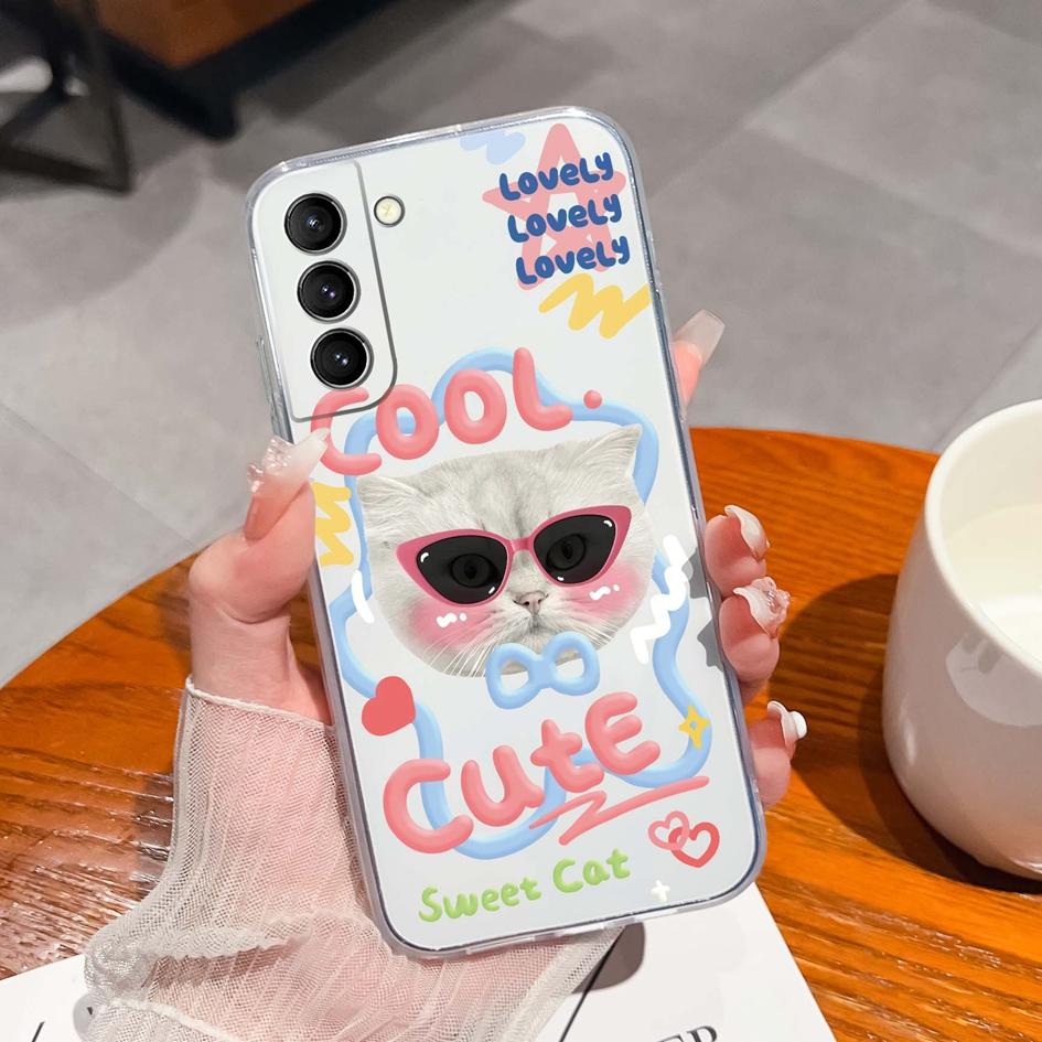 Back Cover For Samsung S21 S22 S23 Ultra Plus S6 S7 S9 Edge Bumper Case Screen Protector Luxury Graffiti Butterfly Silicone Soft TPU Transparent Shell