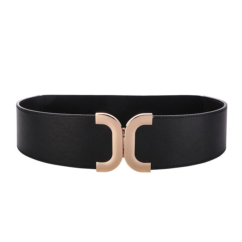 

Elastic top grain leather women s wide waist belt - black decorative overcoat/outerwear fashion wide genuine leather belt чёрный
