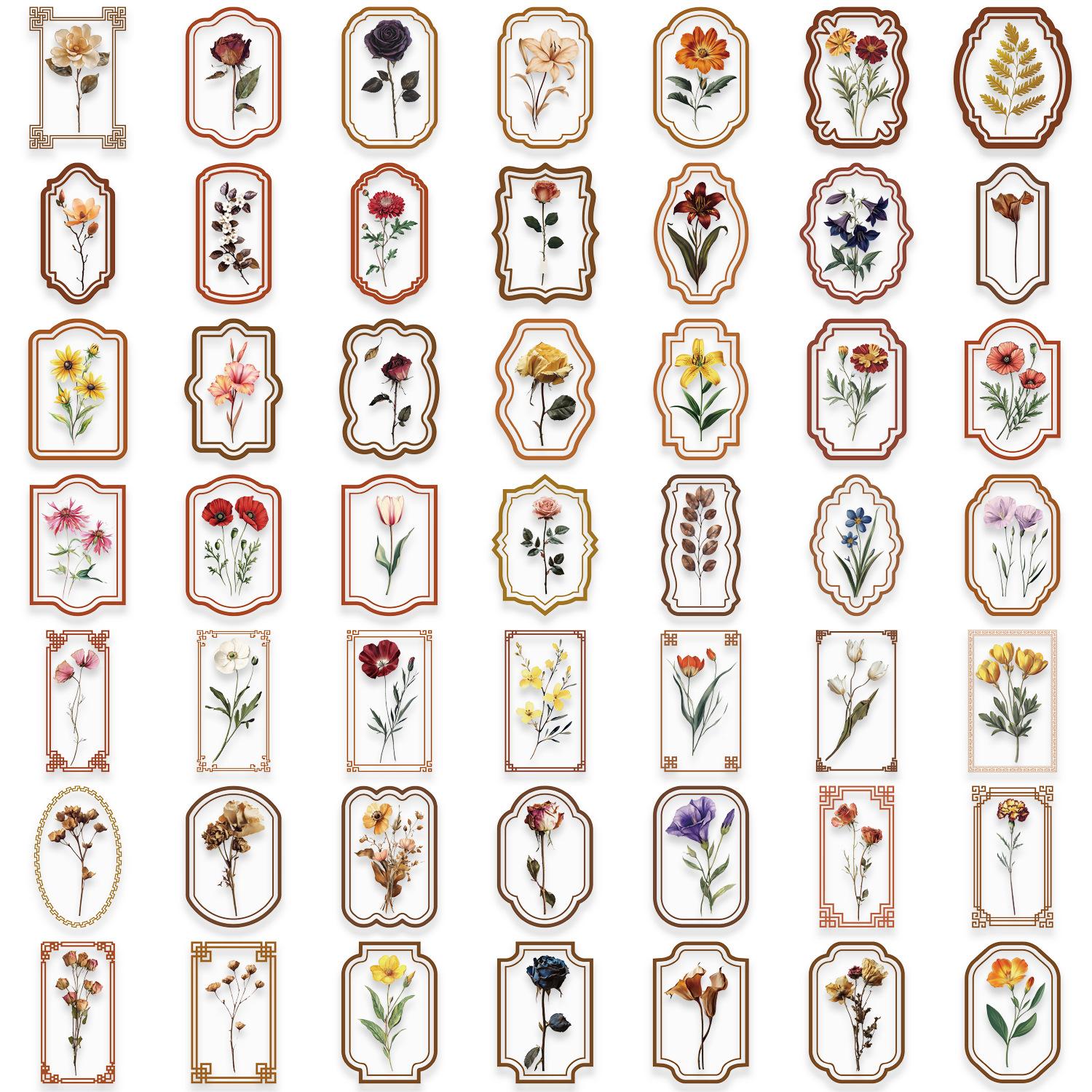 

Набор из 50 прозрачных ретро-наклеек с растениями, водонепроницаемые прозрачные ПЭТ, материал для ручного творчества, декоративные, для гитары, блокнота