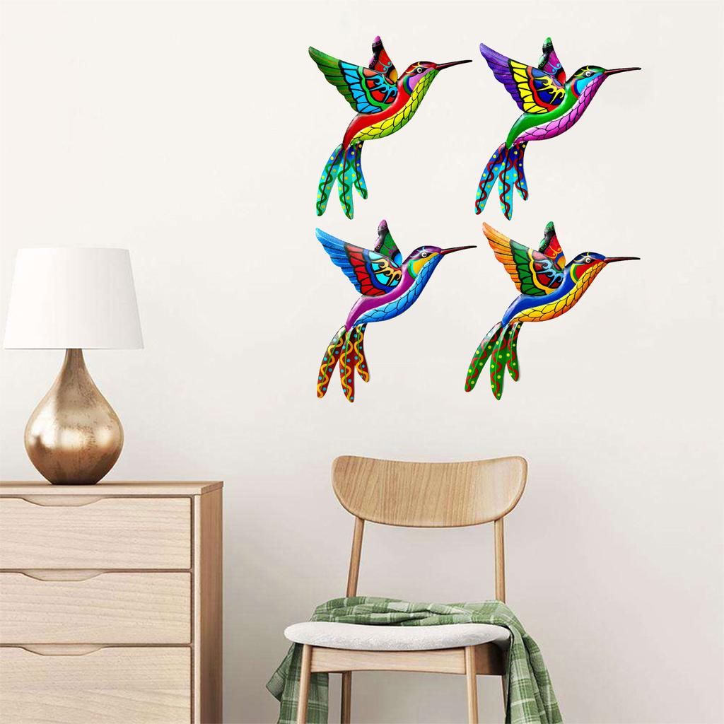 Wrought Iron Hummingbird Ornament 4pcs/set Animal Art Crafts Decor for Indoor Outdoor Garden Yard Door Decoration