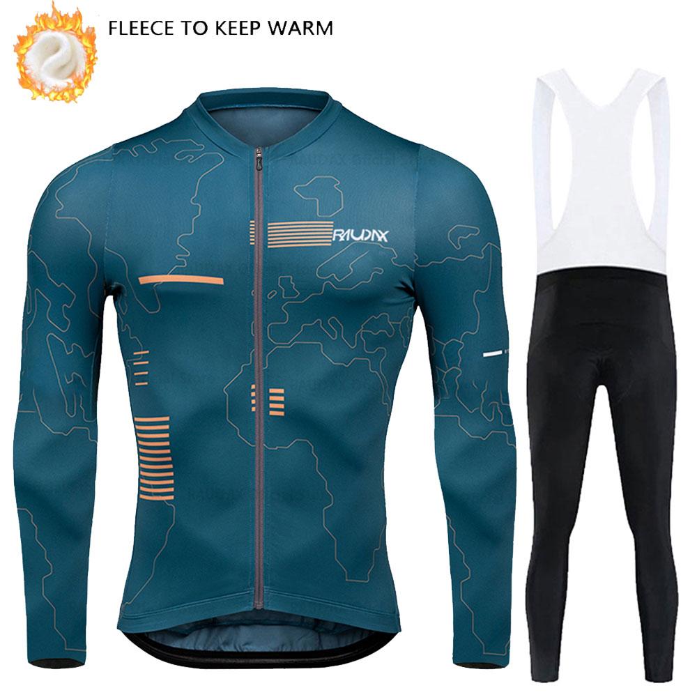 Winter Thermal Fleece Cycling Jersey Top MTB Bike Outdoor Men's Road Bicycle Clothing Long Sleeves Shirt Uniform