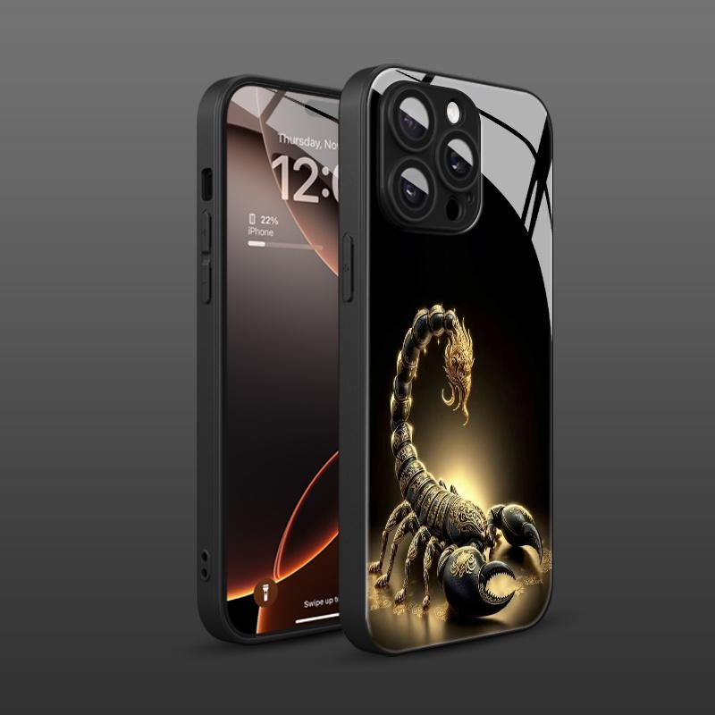 Light Luxury Gold Scorpion Pattern Glass Phone Case for Samsung A07 A26 A36 A56 A16 A24 A405 A25 A15 A04 A34 A54 A24 A05 4G 5G