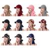 Women Headscarf Hat Flower Pattern Lace-up Ribbon Turban Hat Outdoor Travel Cycling Sunshade Cap Headwear