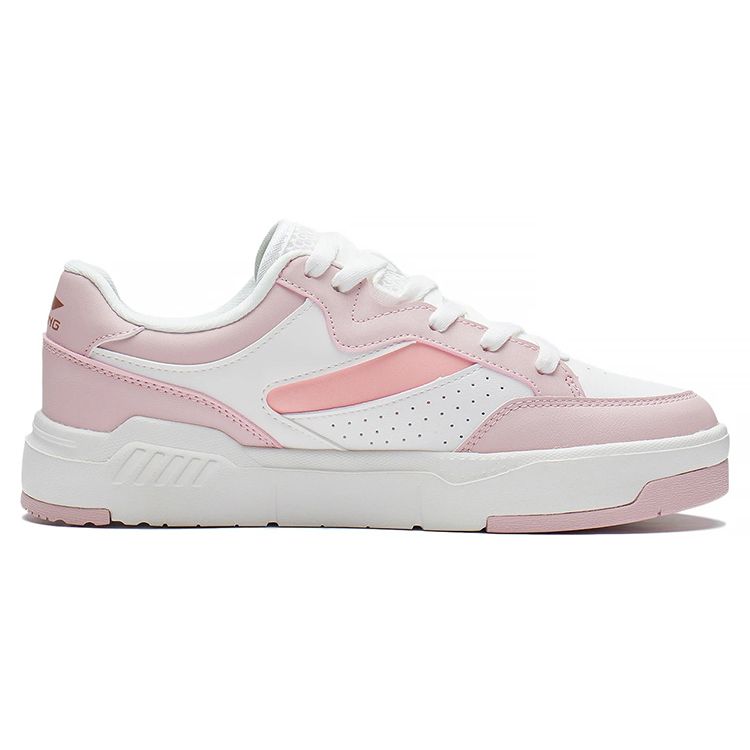 Li Ning Ace Non-Slip Wear-Resistant Low-Top Skate Shoes Women Sneakers White Pink AGCS032-2
