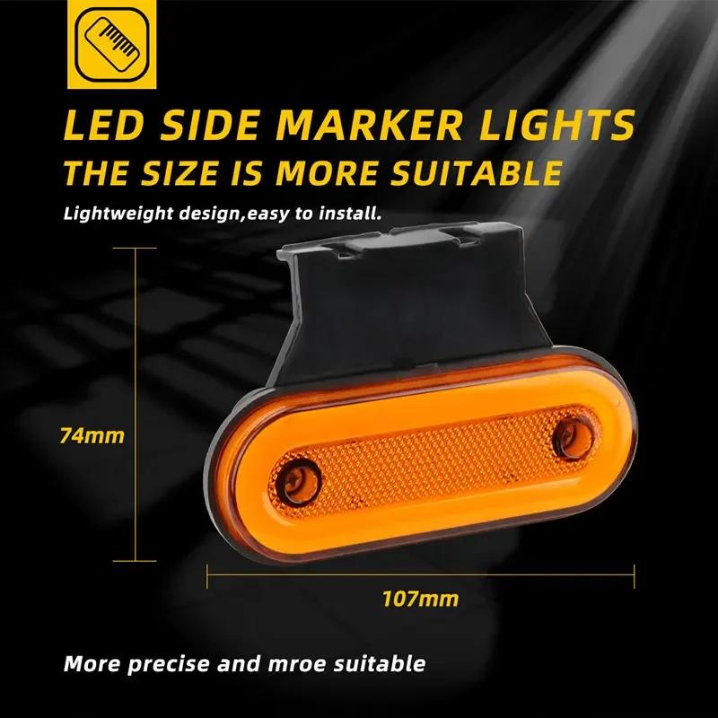 1Pcs Trucks LED Side Lights 24V Marker Lamp Trailer Van Bus Camper Caravan Front Rear Clearance Indicator Lights Universal