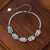 High-end Natural A Jadeite Blue Water Gourd Bracelet Ice Jade S925 Silver Inlaid Women's Fashion Jewelry Gifts