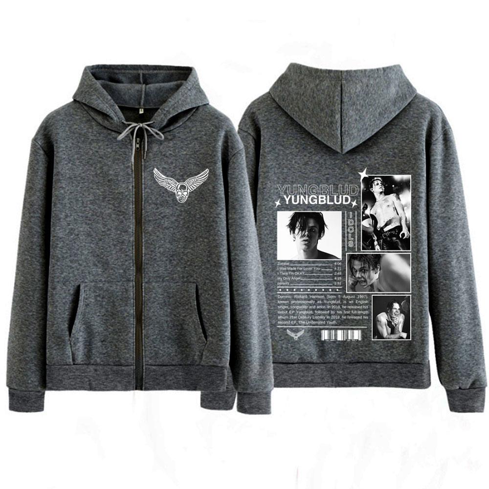 Yungblud IDOLS The World Tour  Vintage Zipper Hoodie Men Women Hip-hop Jacket Autumn Winter Casual Hip-hop Zip Up Sportswear