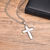Dainty Zircon Cross Necklaces for Men Boys,Stainless Steel Plain Cross Pendant Necklaces,Hip Hop Cool Birthday Father Gifts