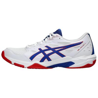 Gel Rocket 11 Abrasion Resistant Low Top Training Shoes Men's White Blue Sneakers 1073A065-105