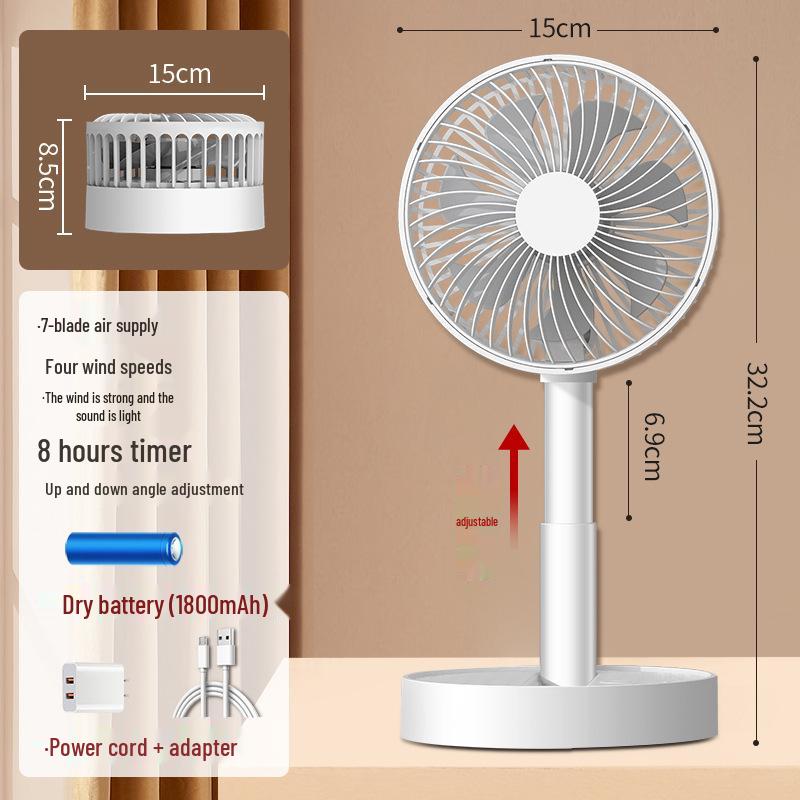 Foldable 6-inch USB Charging Mini Desktop Fan with Telescopic Head and Long Battery Life