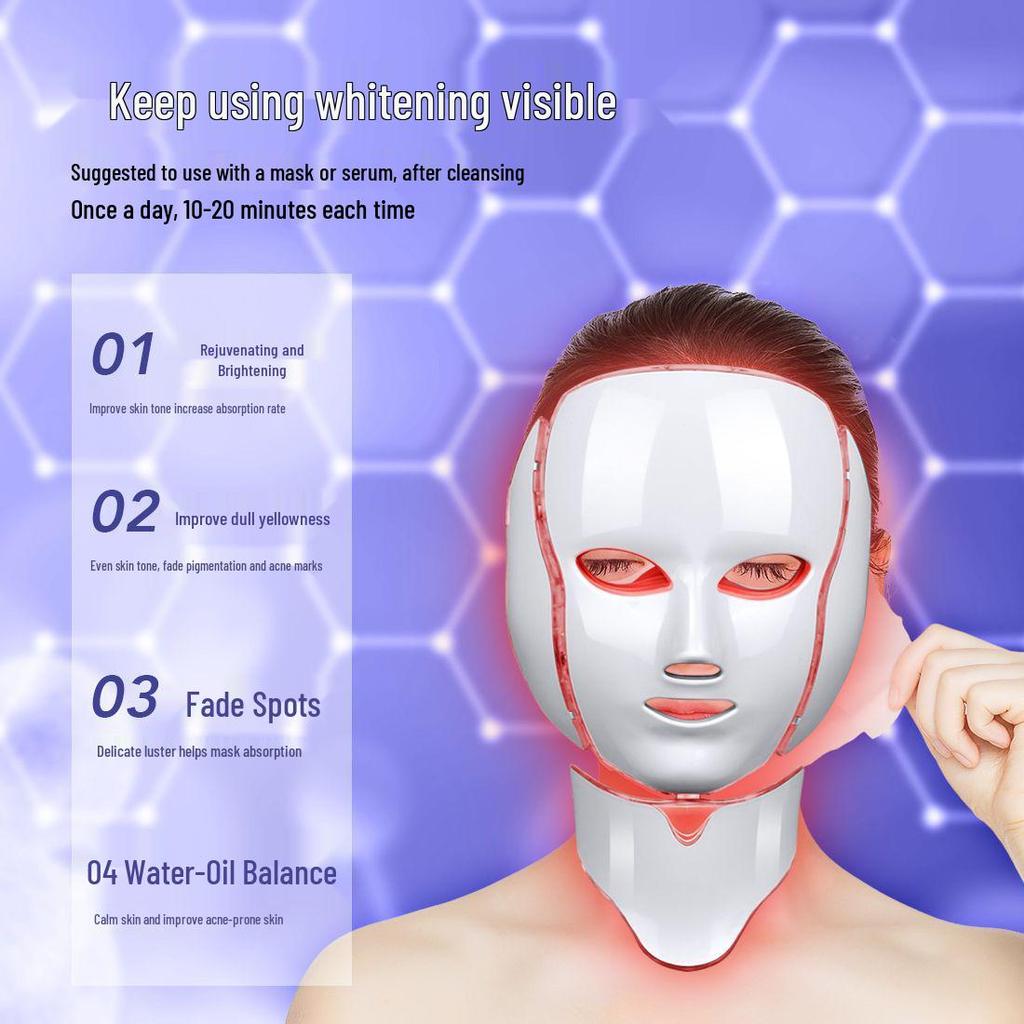 Cross-border Spectrometer Beauty Mask & Neck 7-Color Light Therapy Instrument