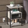 Bedside table 2-piece set with charging station suitable for bedroom, living room, side table with storage drawer