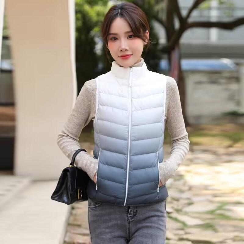 Lightweight Down Vest Women's Short Autumn and Winter New White Duck Down Slim Fit and Slim Exterior Wearing Warm Standing Collar Sweetheart