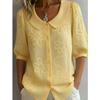 Camisa de Mujer Casual Vintage Holgada con Botones Bordada Floral de Manga Media Nueva Primavera/Verano 2026
