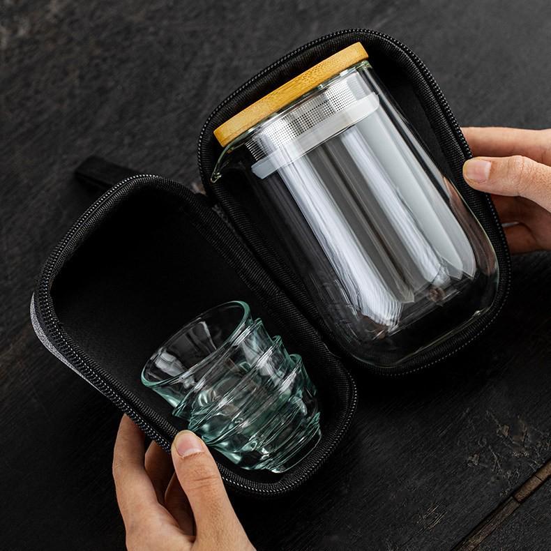 Double-Layer Transparent Glass Gong Dao Bei Tea Cup - Portable Heat-Insulating Kung Fu Tea Set