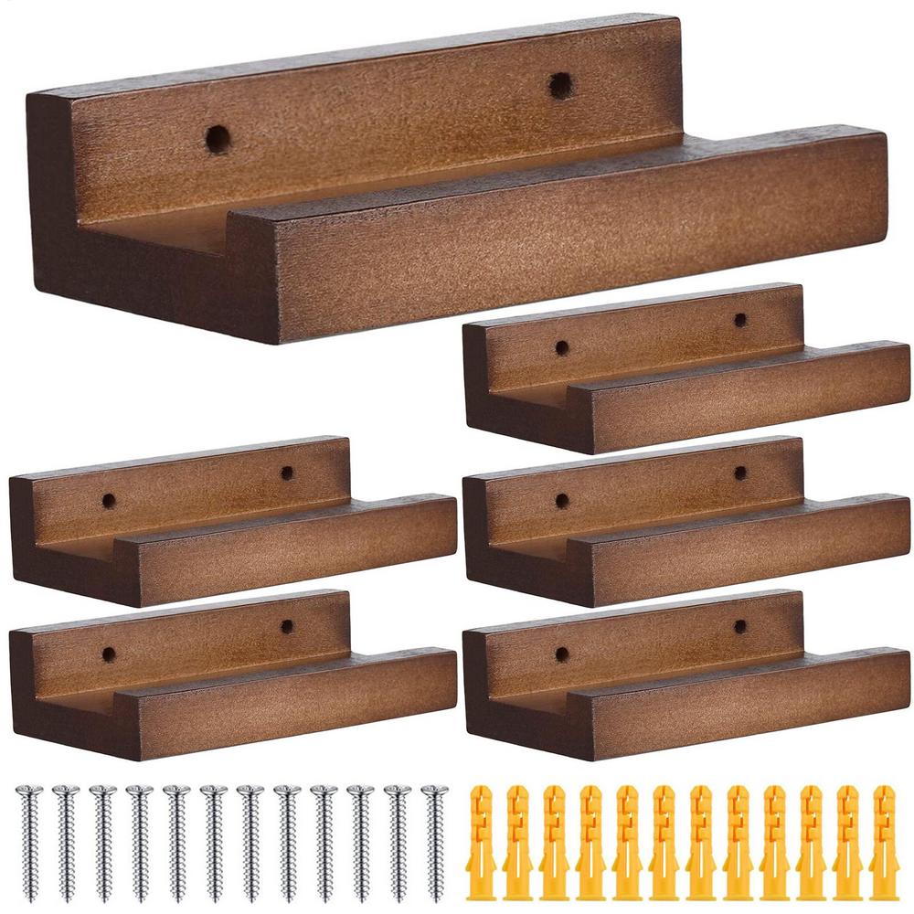 6pcs Wall Mount Wood Vinyl Record Shelf Small Record Holder Display Shelf Vinyl Record Shelves Record Album Display Holders