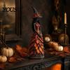 Halloween Witch Figurine Autumn Statue, Resin Fall Tabletop Decor, Themed Collectibles Shelf Ornament for Mantel Fireplace Desk Tiered Tray