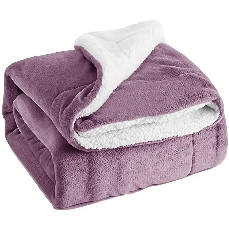 Solid Thick Color Polyester Plush Blanket With Double Layer Warmth For Use Sleep