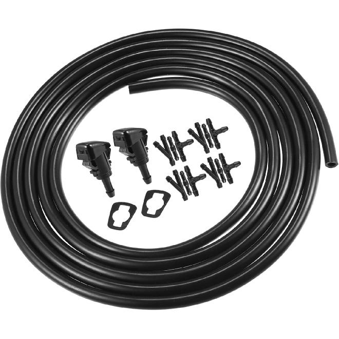 2pcs Windshield Washer Nozzle for CHRYSLER 200 2011-2014 2.5 Meters Hose with Gasket Connectors Kit Replaces 68024312AB Replacement