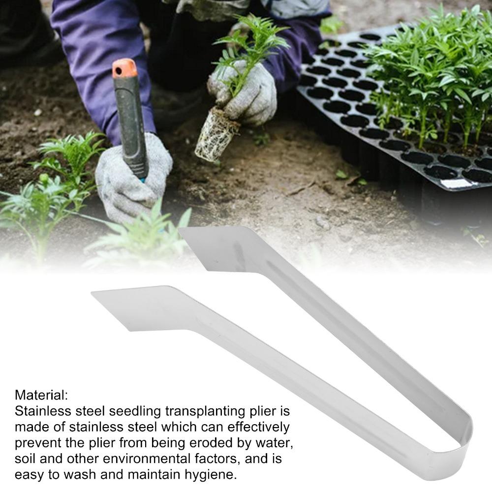Stainless Steel Transplanting Clamp Smooth Handle Seedling Transplanting Tong Horticultural Plant