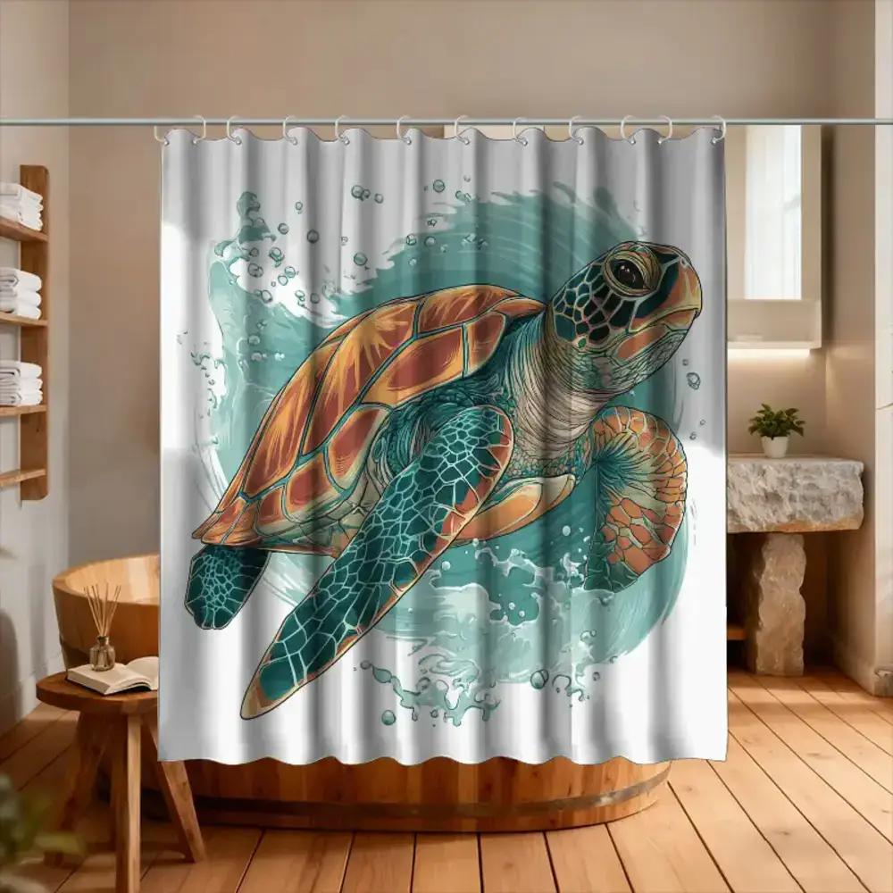 

1Pc Bathroom Shower Curtain, Underwater Breath-Holding Painting, Diving Festival Shower Curtain, Includes 12 Hooks, 70.87*70.87I W60H190(CM)-1 Pcs