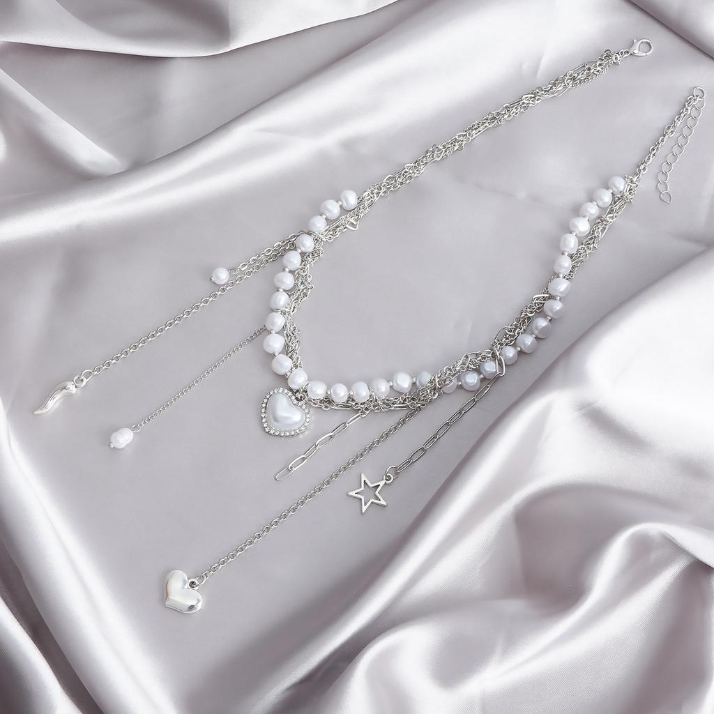 Colier Elegant Multifuncțional cu Perle, Charm, Pandantiv cu Inimă, Designuri Elegante pentru Ocazii Speciale, Ținute Stilate