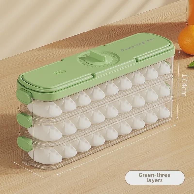 Refrigerator Dumpling Storage Box with Side Door for Fresh-Keeping Wontons - Food Grade, Frozen Packaging.