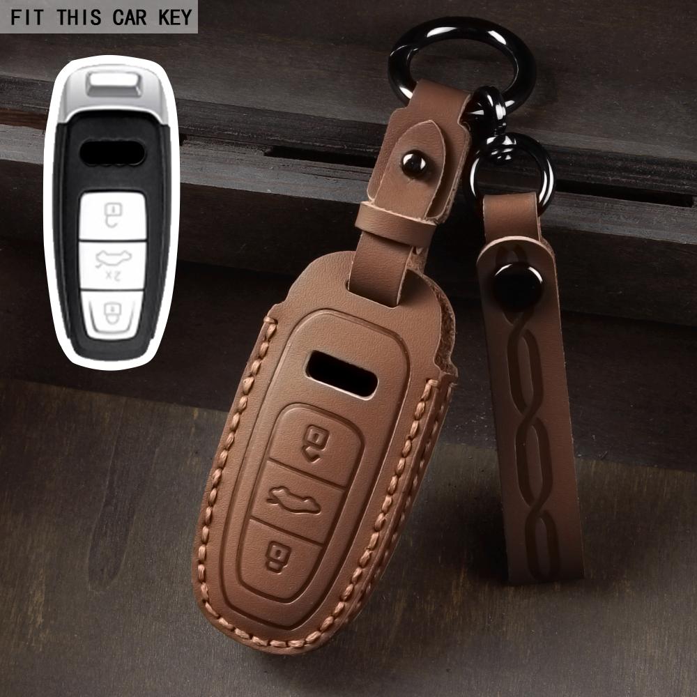 Leather Car Key Case Cover for A3 A4 B9 A6 C8 A7 S7 4K A8 D5 S8 Q7 Q8 SQ8 E-tron 2018 2019 2020 2021 2022 2023