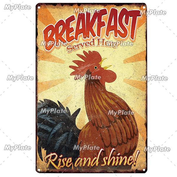 Kitchen Rules Metal Vintage Food Tin Sign Wall Decor for Kitchen Cafe Diner Bar Breakfast Metal Signs
