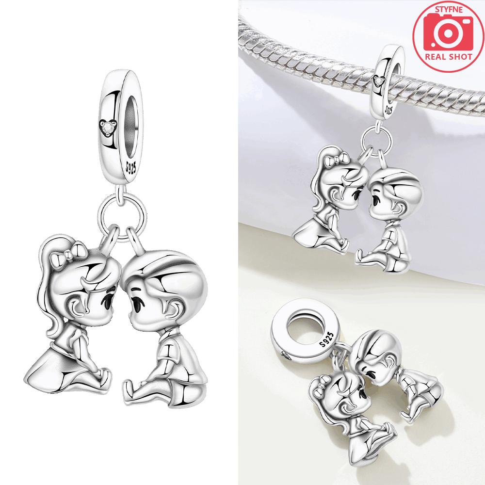 Exquisite Original Couple Boy Girl Symbols Bear Love Pink Heart Cat Charms Copper Beads Fit Bracelet Jewelry Gift Women Diy