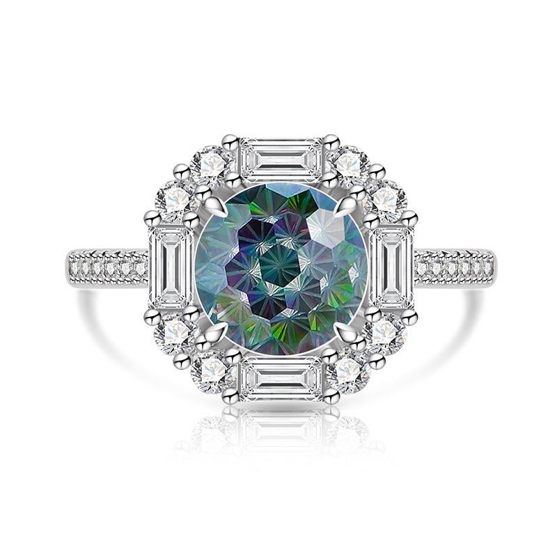 Copper Light Luxury Elegant Dahlia Cut High Carbon Diamond Sugar Cube Ring Women'S Jewelry