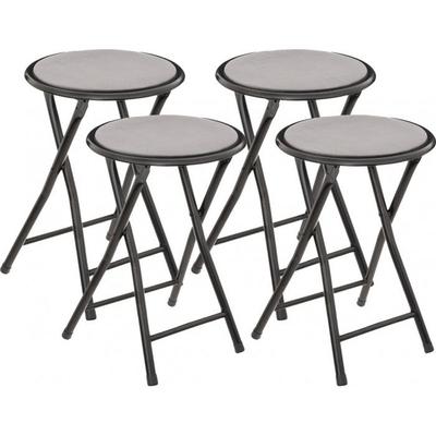 Atmosphera "Mélissa" Velvet Folding Stool - Grey - Set of 4