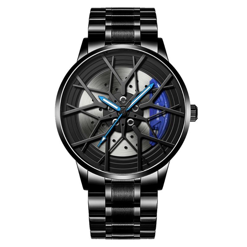 BORUSE Fashion Waterproof Men's Watch Luminous Wheel Hub Watch Business Sports Leisure Watch Quartz Steel Watch
