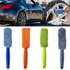 Microfiber Tire Brush with Long Handle Car Wheel Cleaning Tool with Soft Bristles Scratch-Free Essential Auto Detailing Accessory