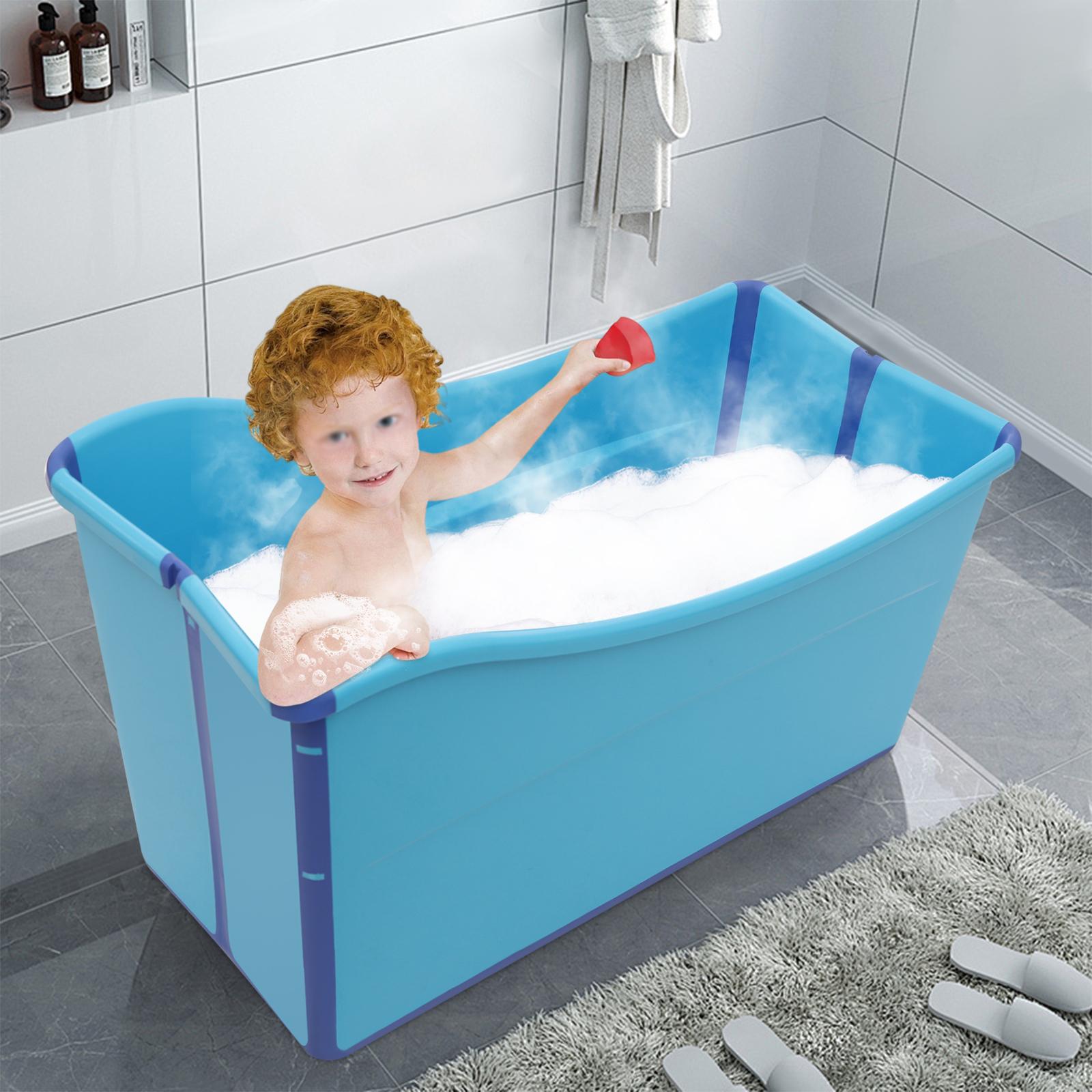 

Большая складная ванна, складная портативная ванна для взрослых и путешествий, глубокая спа для релаксации, компактное хранение, легкая синий