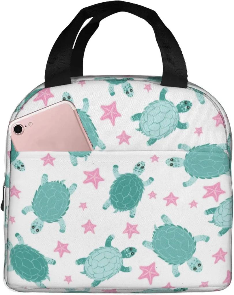 Sea Turtle Portable Tote Lunch Bags Insulated Lunch Box Cooler Lunch Bag for Picnic Boating Beach Fishing Work for Women Men