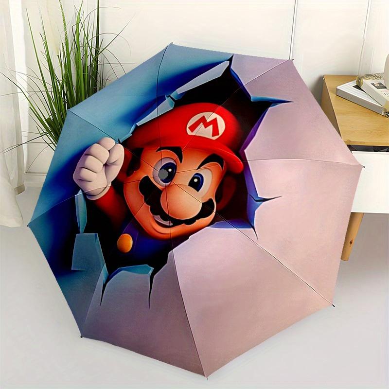 1pc Mario Breakthrough Automatic Open/Close Umbrella Sturdy Iron Frame, Compact Travel Umbrella - Perfect Gift for Women, Men a0829112