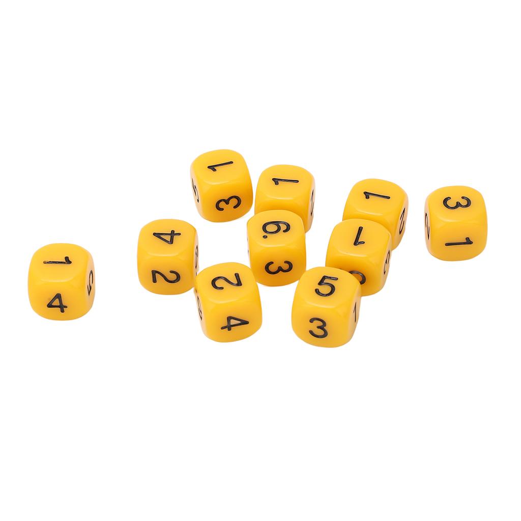 20KS 6stranných číselných kostek Design s kulatými rohy Plastová sada kostek Stolní hra Učební pomůcky Žlutá