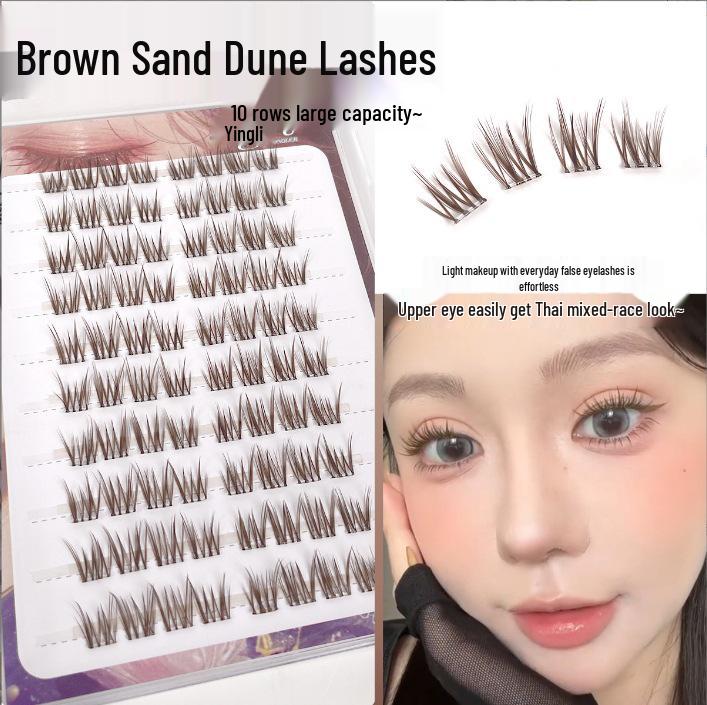 Ying Lier Natural Cluster Fox-Eye Eyelashes - Beginner-Friendly and Glue-Free