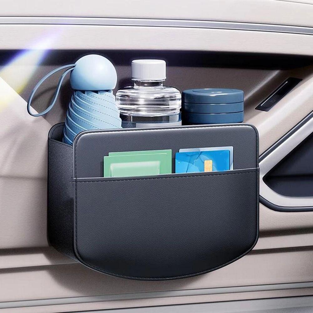 PU Leather Car Door Side Storage Box Space Saving Car Sundries Bin Foldable Storage Bag  Umbrella
