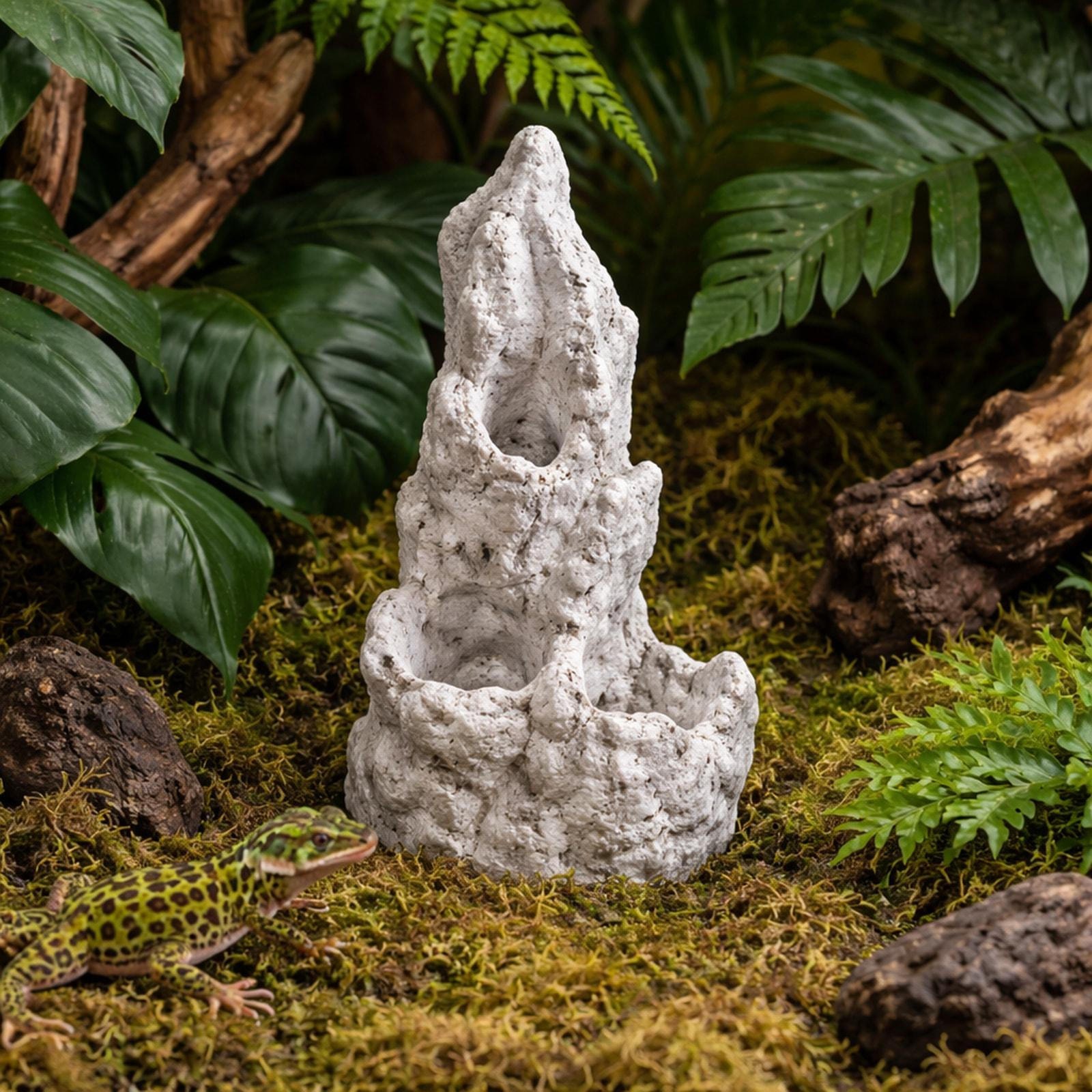 

Artificial Reptile Cave Decoration, Versatile Supplies, Creative Landscape Rocks Gray White