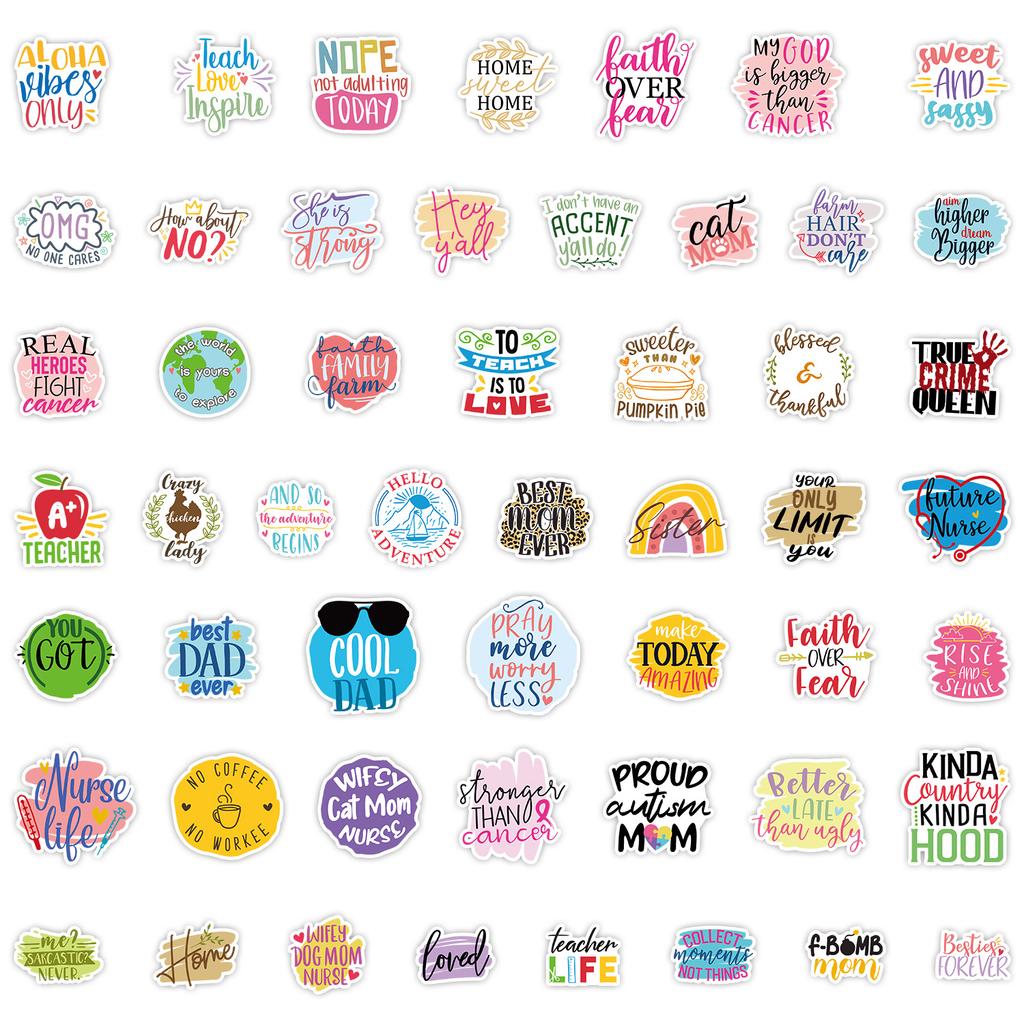 50 Phrases Graffiti Stickers Suitcase Car Notebook Refrigerator Water Cup Waterproof Decorative Stickers