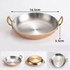 Stainless Steel Spanish Paella Pan Big Double Handle Round Flat Bottom Pan Western Restaurant Fried Chicken Pasta Plate Cookware