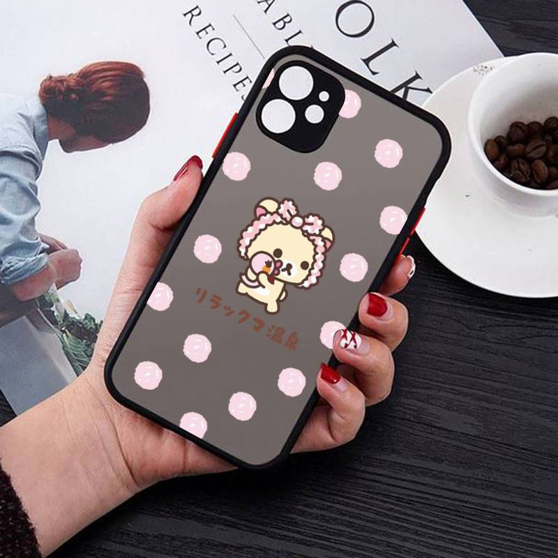 Rilakkuma Phone Case for iPhone X XR XS 7 8 Plus 11 12 13 Pro MAX 13mini Translucent Matte Case