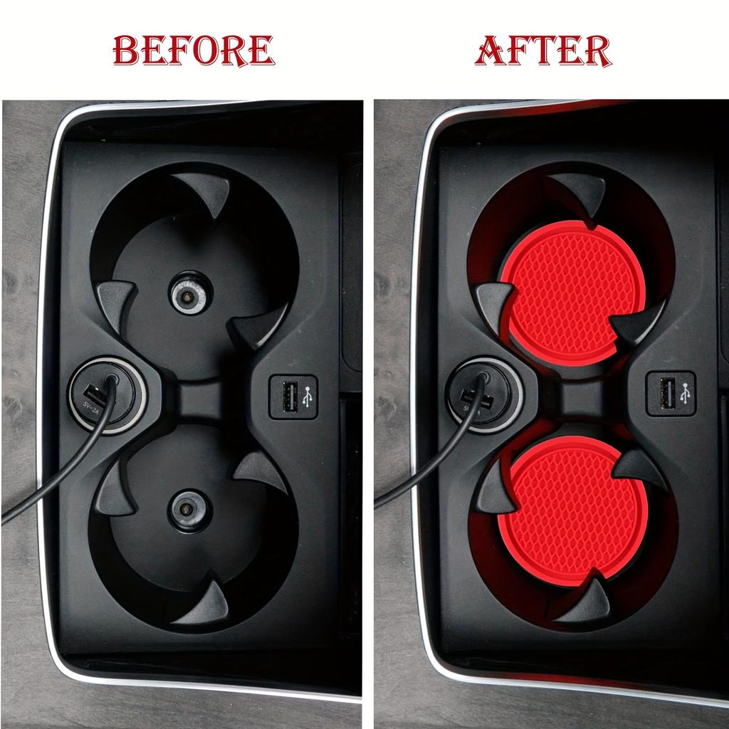 Non-Slip Car Cup Coaster - Universal Cup Holder with Ornament Design - Red - Interior Car Accessories